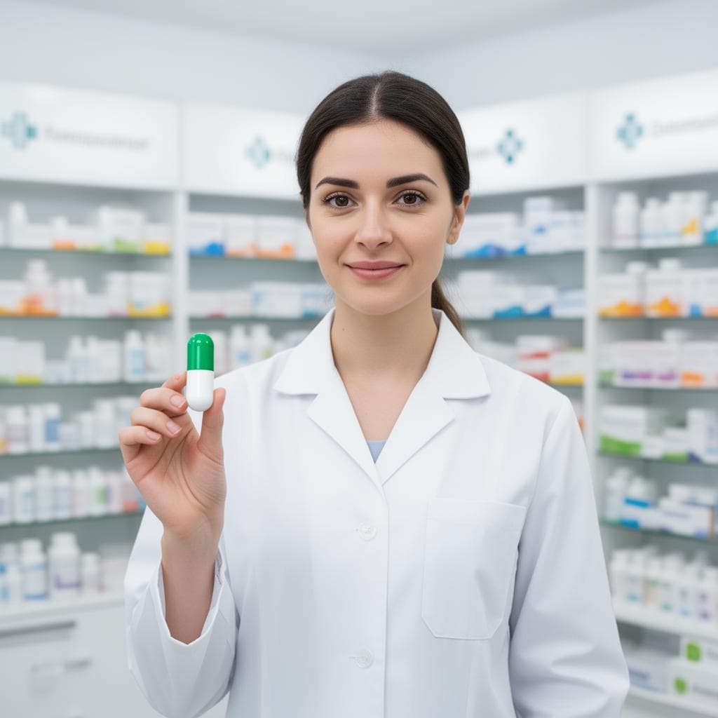 Pharmacist reviewing medication with a patient